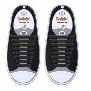 16Pcs Easy No Tie Shoelaces Elastic Silicone Flat Lazy Shoe Lace Strings adult